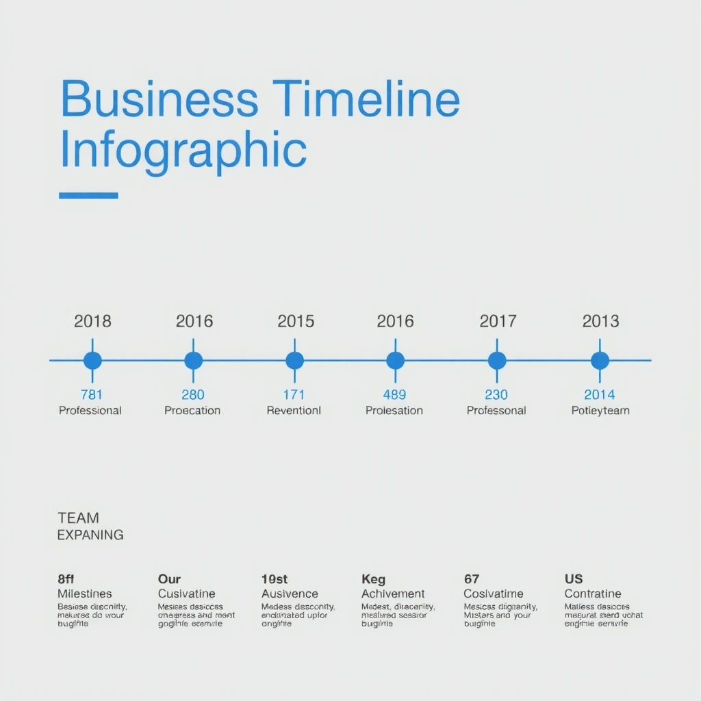leadimpact company story timeline showing business milestones, growth charts, and team expansion over the years